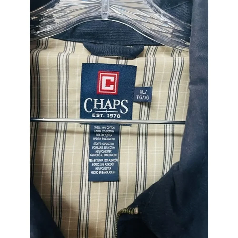 Chaps Men's Cotton XL TG XG Navy Blue Casual Jacket Inside Pocket Lined